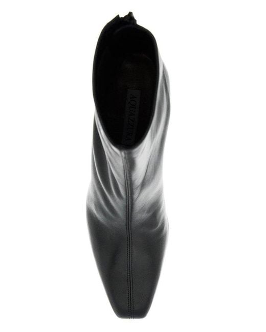 Aquazzura Black Amore Pointed-Toe Back-Zip Boots