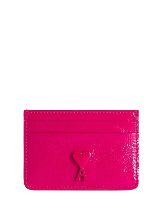 AMI Purple Leather Card Holder Unisex