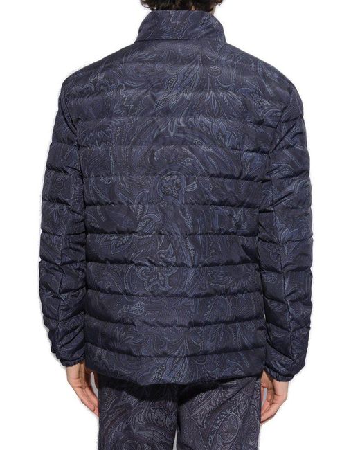Etro Blue Quilted Down Jacket, for men