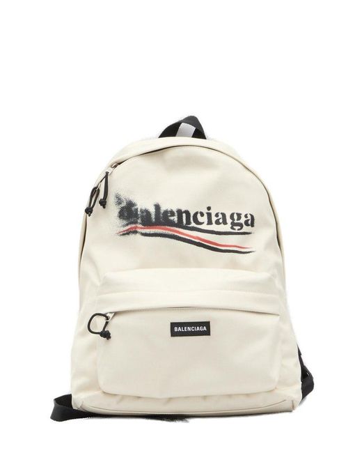 Balenciaga White Logo Patch Explorer Backpack for men