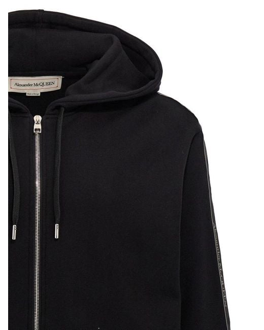 McQueen Drawstring Zip Up Hoodie in Blue for Men | Lyst Canada