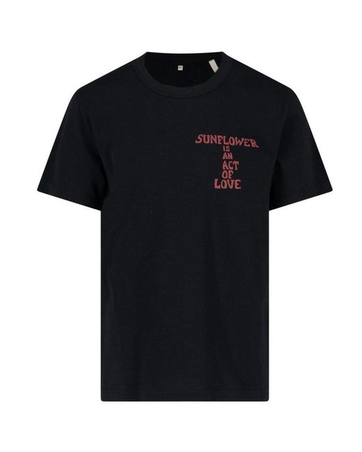 sunflower Black Slogan Printed Crewneck T-Shirt for men