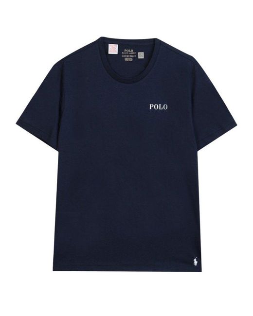 Polo Ralph Lauren Blue Logo Detailed Crewneck T-shirt for men