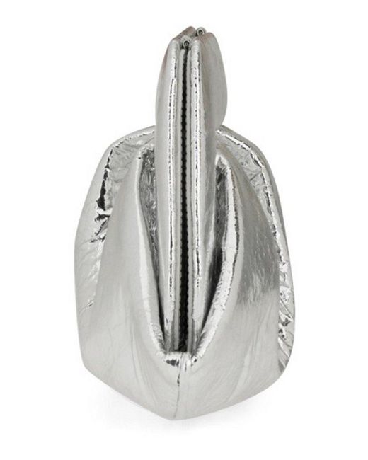 THEMOIRÈ Gray Metallic Effect Clutch Bag