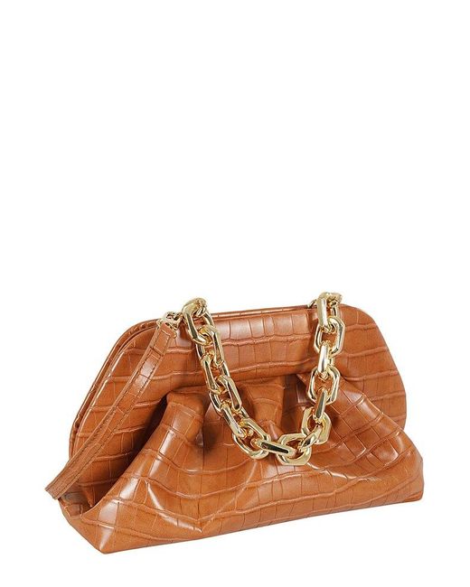 THEMOIRÈ Brown Tia Croco Embossed Shoulder Bag