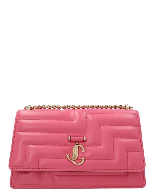 Jimmy Choo Leather Varenne Shoulder Bag in Candy Pink/Light Gold (Pink