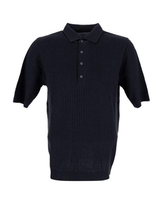 Lardini Blue Ribbed Short Sleeved Polo Shirt for men