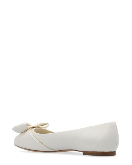 Ferragamo White Varina Bow Detailed Ballet Flats