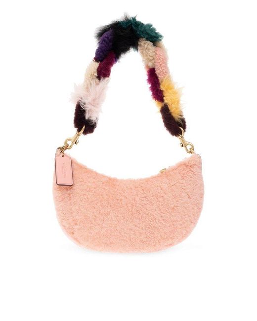 COACH Faux Fur Shoulder Bag in Pink Lyst