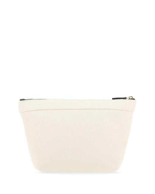 Balenciaga Cotton Logo Printed Zipped Clutch Bag in White - Save 3% | Lyst