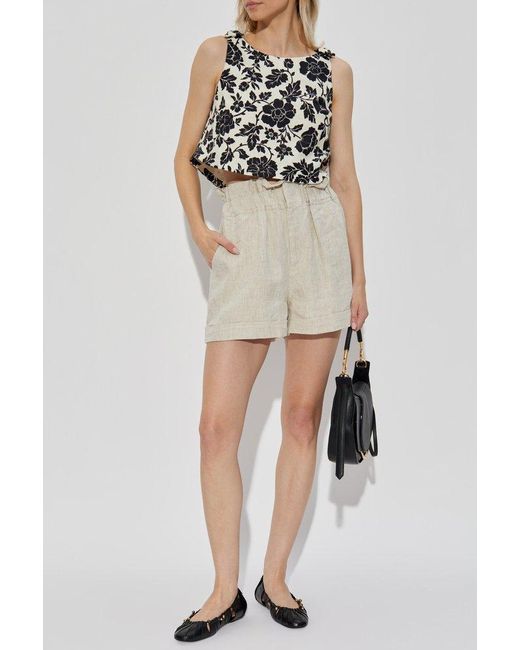 Posse Natural High-Waist Pleated Shorts