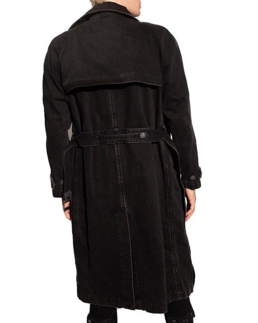 DIESEL Black Denim Trench Coat for men