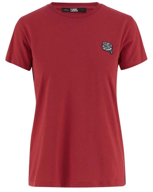 Karl Lagerfeld Red Cotton T-Shirt With Logo