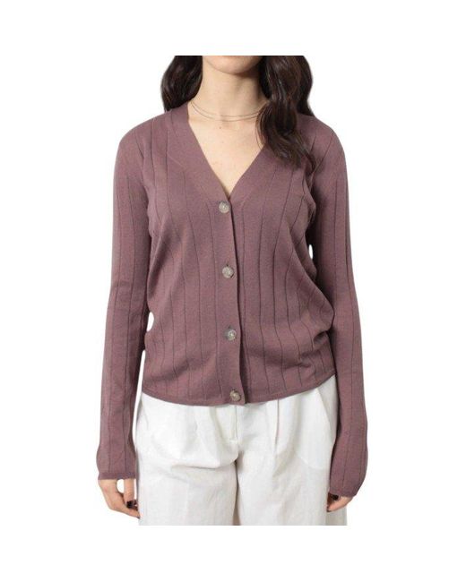Max Mara Purple V-Neck Button-Up Cardigan