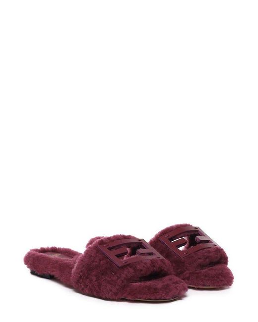 Fendi Purple Sheepskin Slippers