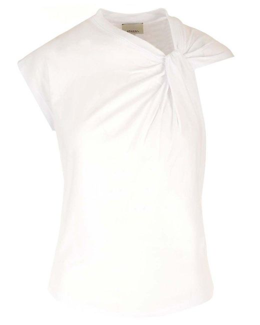 Isabel Marant White Nayda Asymmetric-sleeved T-shirt