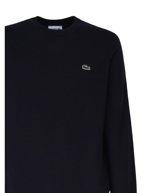 Lacoste Blue Logo Embroidered Crewneck Sweatshirt for men