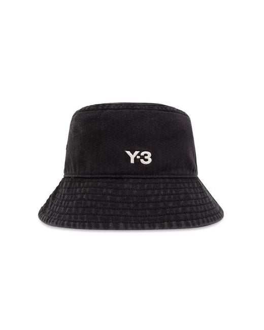 Y-3 Black Logo-embroidered Bucket Hat for men