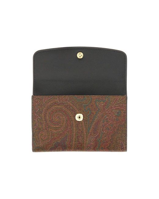 Etro Black Essential Paisley Printed Foldover Wallet