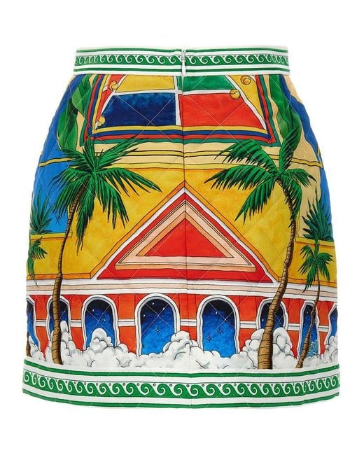 Casablancabrand Green High-waist Triomphe D'orange Mini Skirt
