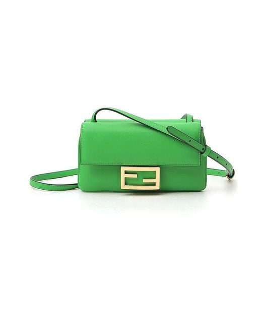 Fendi Green Baguette Mini Shoulder Bag