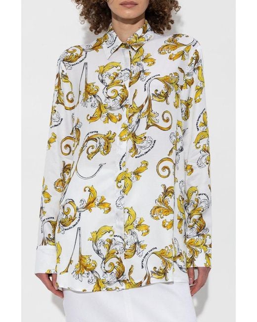 Versace Jeans Couture Metallic Baroque Print Long-Sleeved Shirt