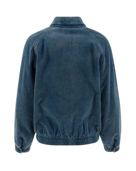 Miu Miu Blue Logo-Detailed Zipped Jacket