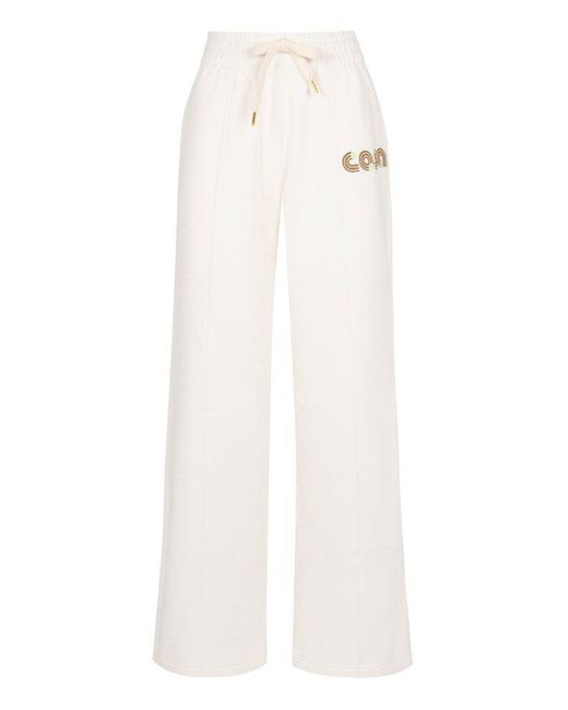Casablancabrand White Jeu De Tennis Logo Embroidered Track Pants