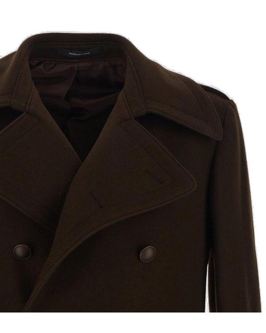 Tagliatore Black Junkers Double-Breasted Coat for men
