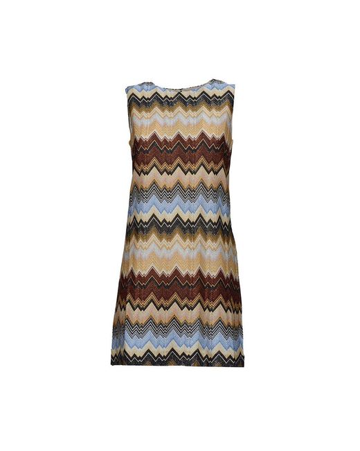 Missoni Brown Zigzag A-line Sleeveless Mini Dress