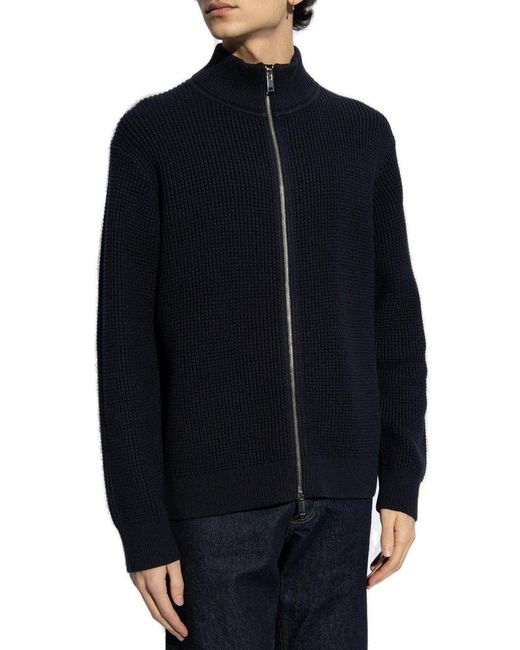 Theory Blue Cotton Cardigan With Standing Collar, for men