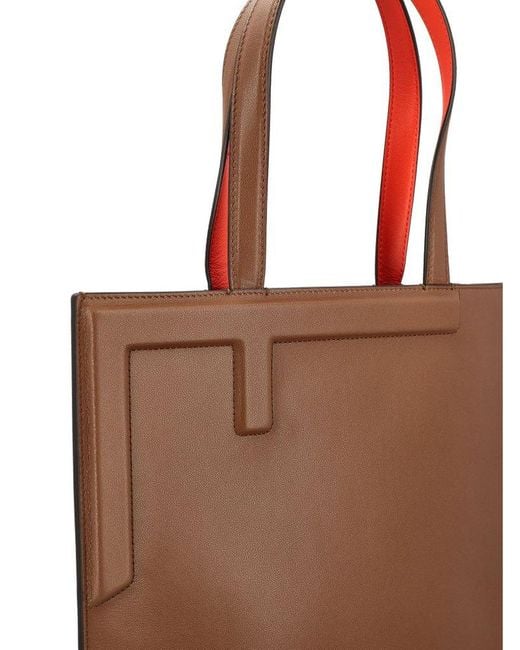 Fendi Red Medium Flip Leather Tote Bag