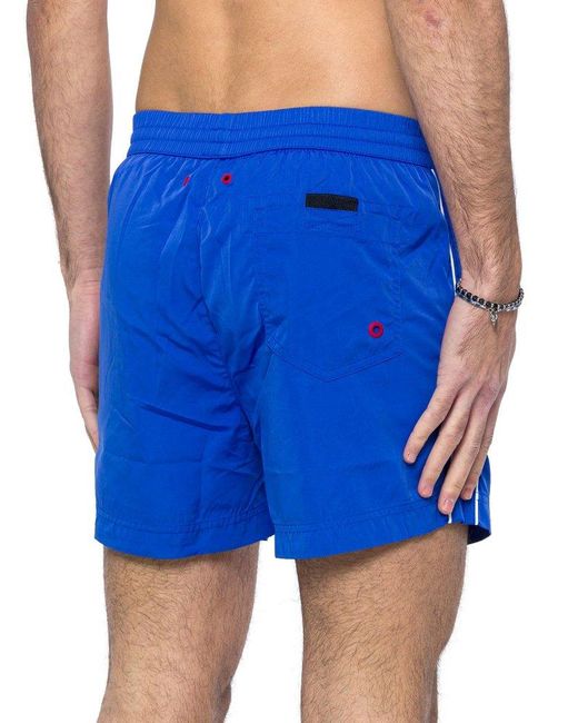 DIESEL Blue Bmbx-ken Logo Plaque Drawstring Swim Shorts for men
