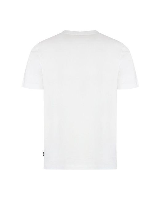 Boss White Logo Printed Crewwneck T-shirt for men