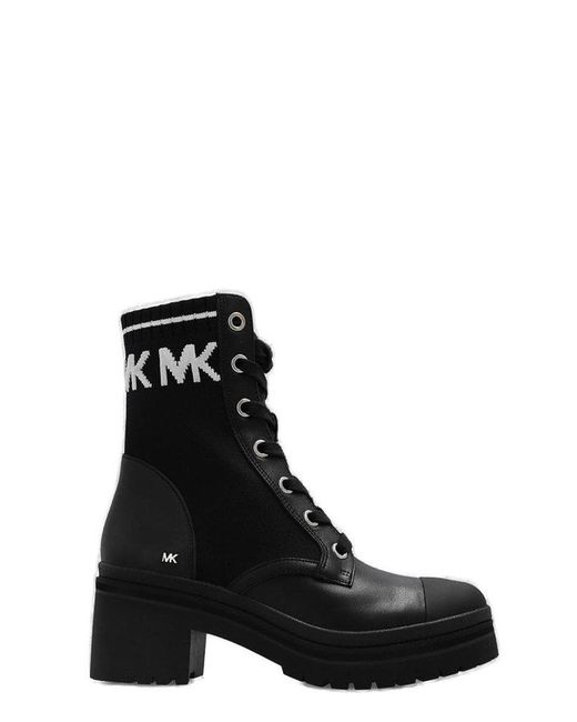 Michael Kors Black Sock-panelled Lace-up Boots