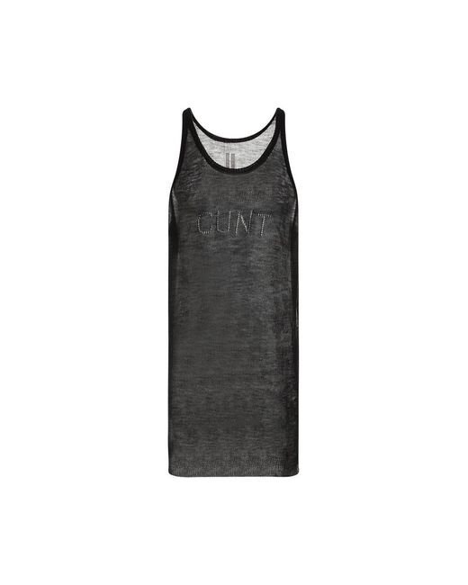 Rick Owens Black Sleeveless Knitted Tank Top for men
