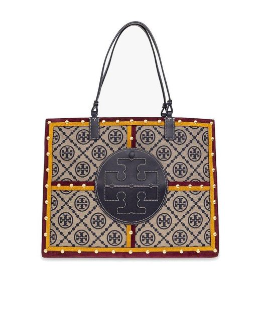 Tory Burch Ella Monogram Logo Patch Tote Bag in Black Lyst