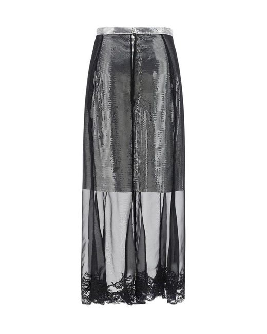 Rabanne Gray Semi-sheer Jupe Long Skirt