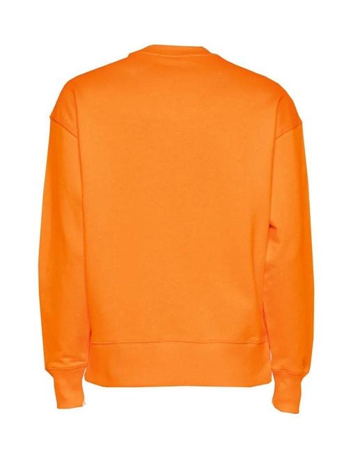 MSGM Orange Logo Printed Crewneck Sweatshirt for men
