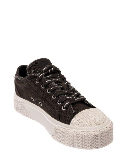 Marc Jacobs Black Distressed Lace-up Sneakers