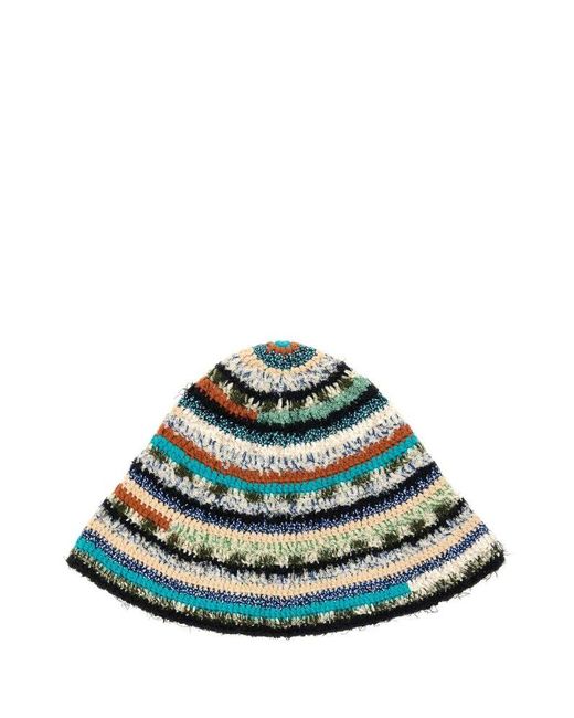 Alanui Blue Madurai Striped Intarsia-knit Bucket Hat for men