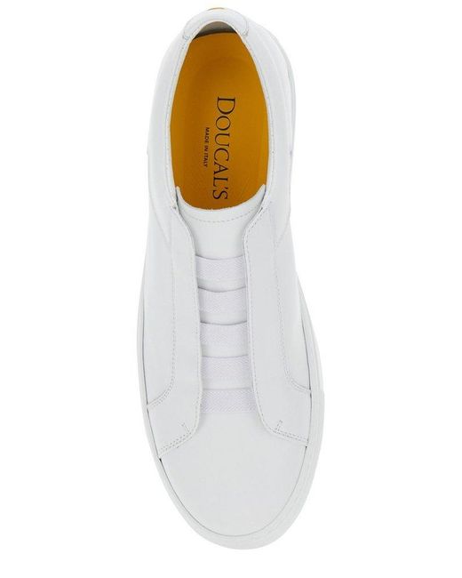 Doucal's White No-lace Sneakers for men