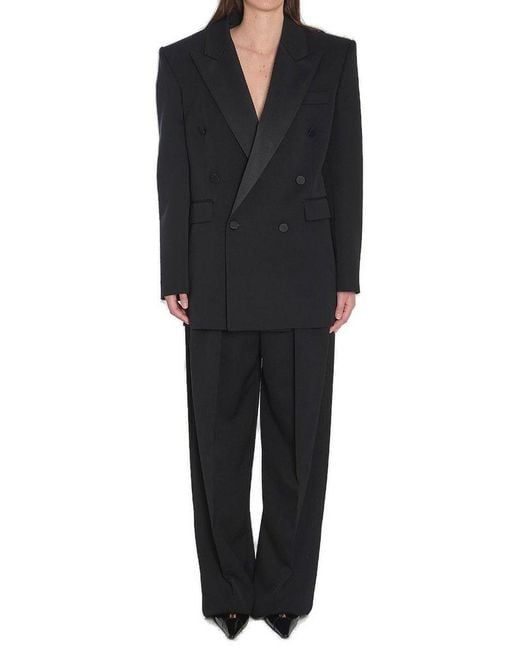Saint Laurent Black Double-Breasted Tuxedo Jacket