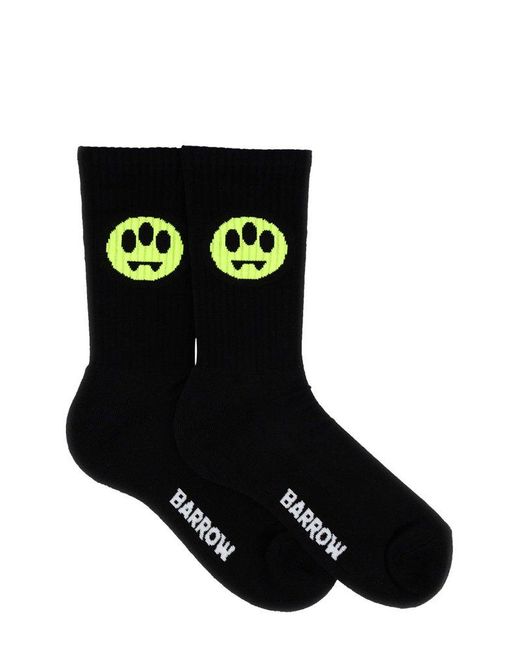 Barrow Black Logo-intarsia Ribbed Socks for men