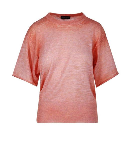 Roberto Collina Pink Round Neck Knit T-shirt