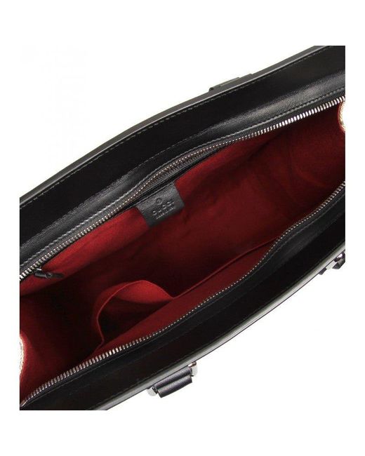 Gucci Black Web Striped Gg Supreme Top Handle Bag