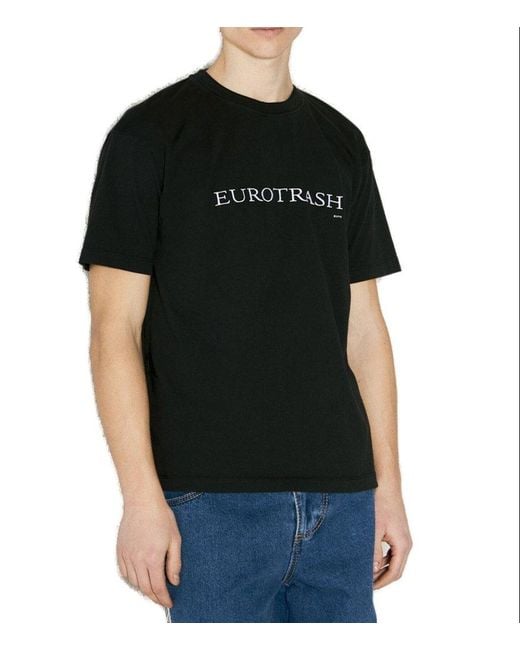 Eytys Black Leon Eurotrash Logo Embroidered Crewneck T-shirt