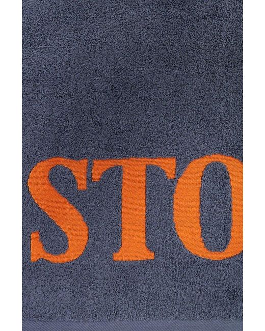 Stone Island Blue Beach Towel With Logo for men