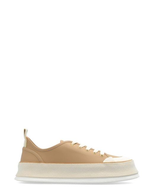 Max Mara Brown Leather Platform Sneakers