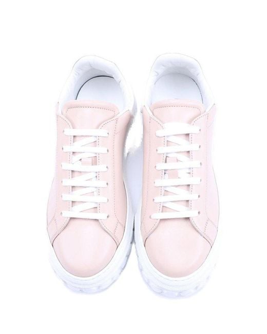 Casadei Pink Round-toe Lace-up Sneakers